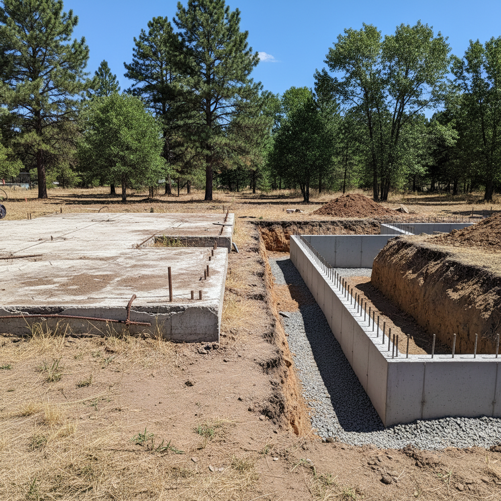 Completed foundation excavation work at a residential property in Flagstaff, AZ