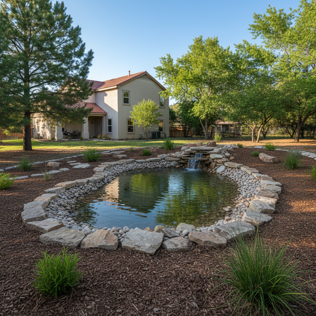 Completed pond excavation work at a residential property in Payson, AZ