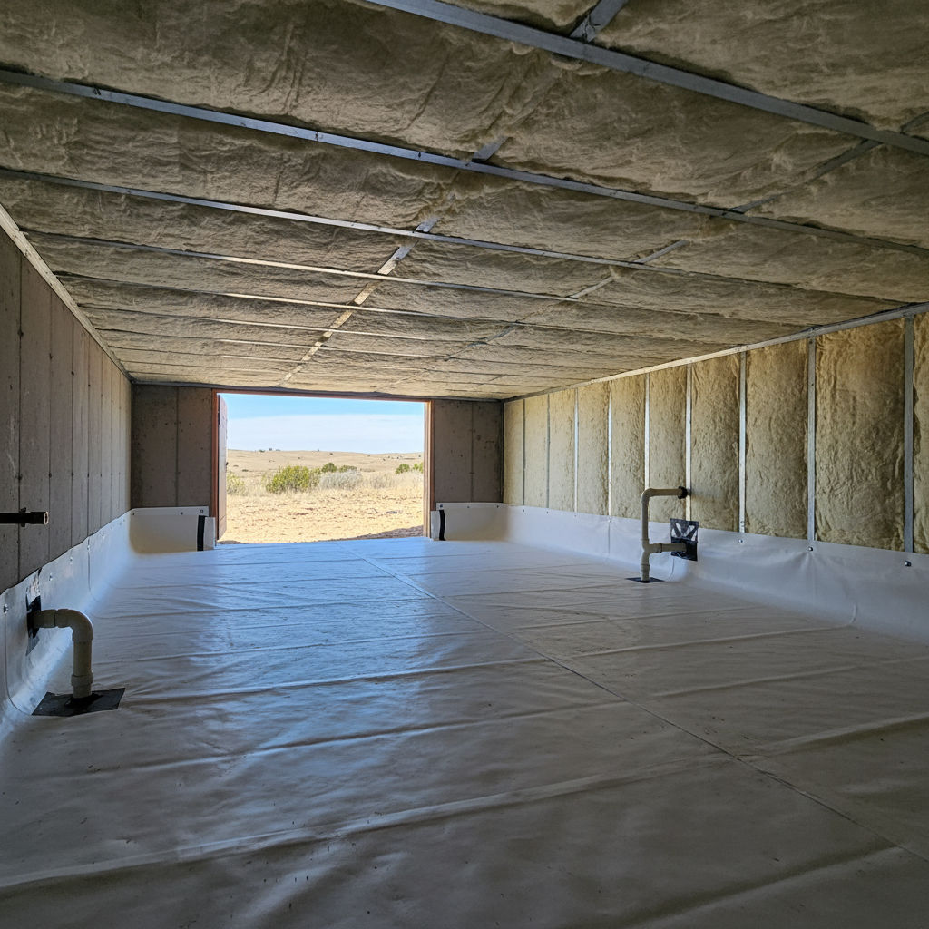 Completed crawl space insulation work at a residential property in Box Elder, SD