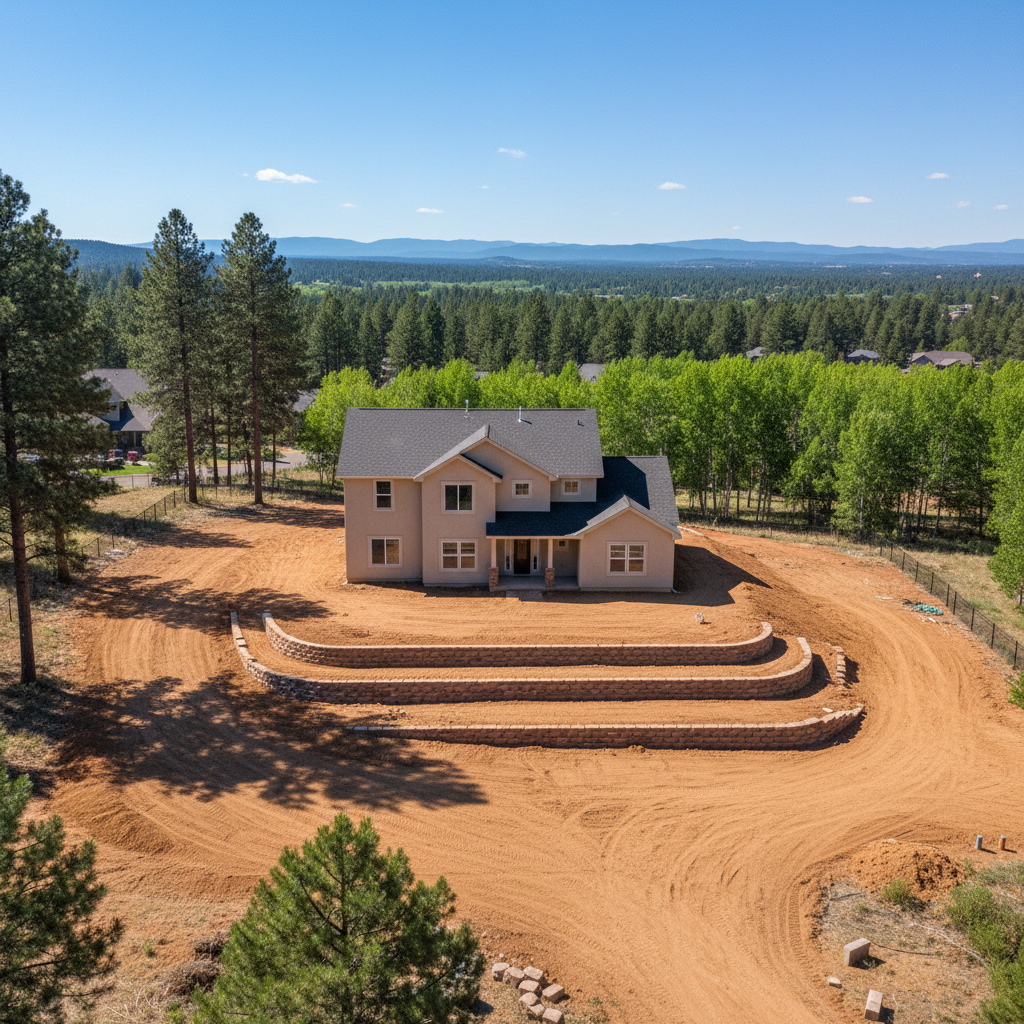 Completed site excavation work at a residential property in Flagstaff, AZ