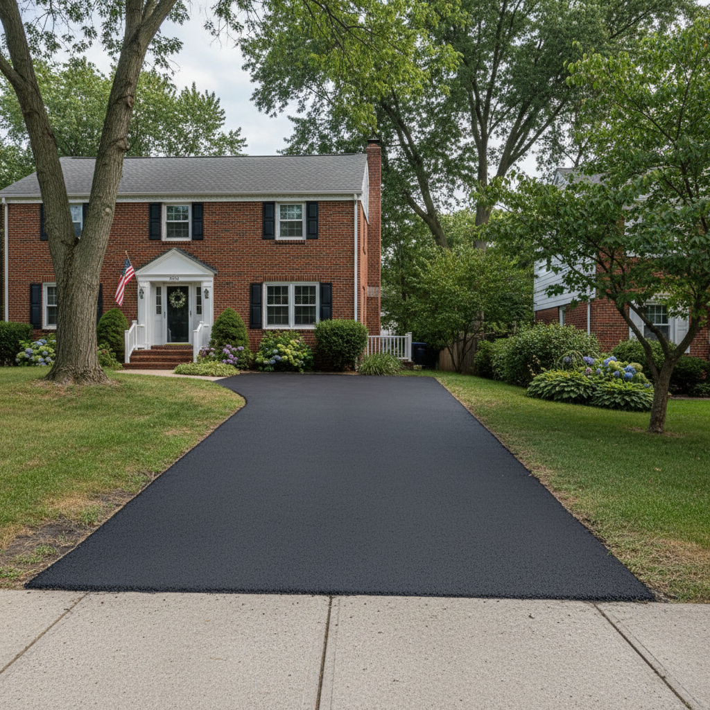Completed driveway paving work at a residential property in Bronx, NY
