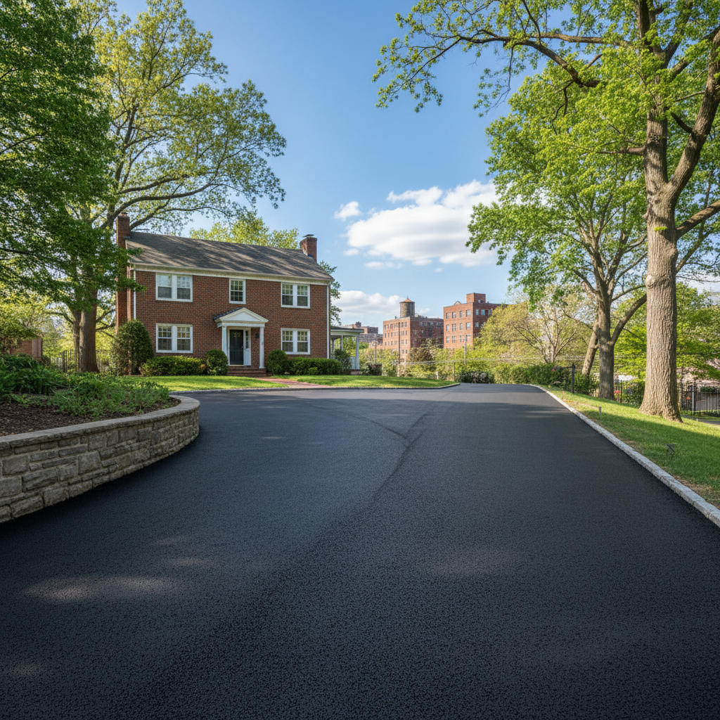 Completed asphalt paving work at a residential property in Bronx, NY