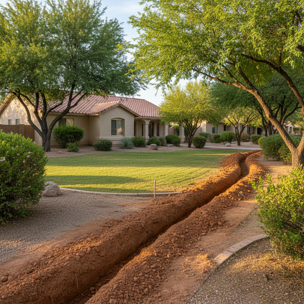 Completed trenching work at a residential property in Kingman, AZ