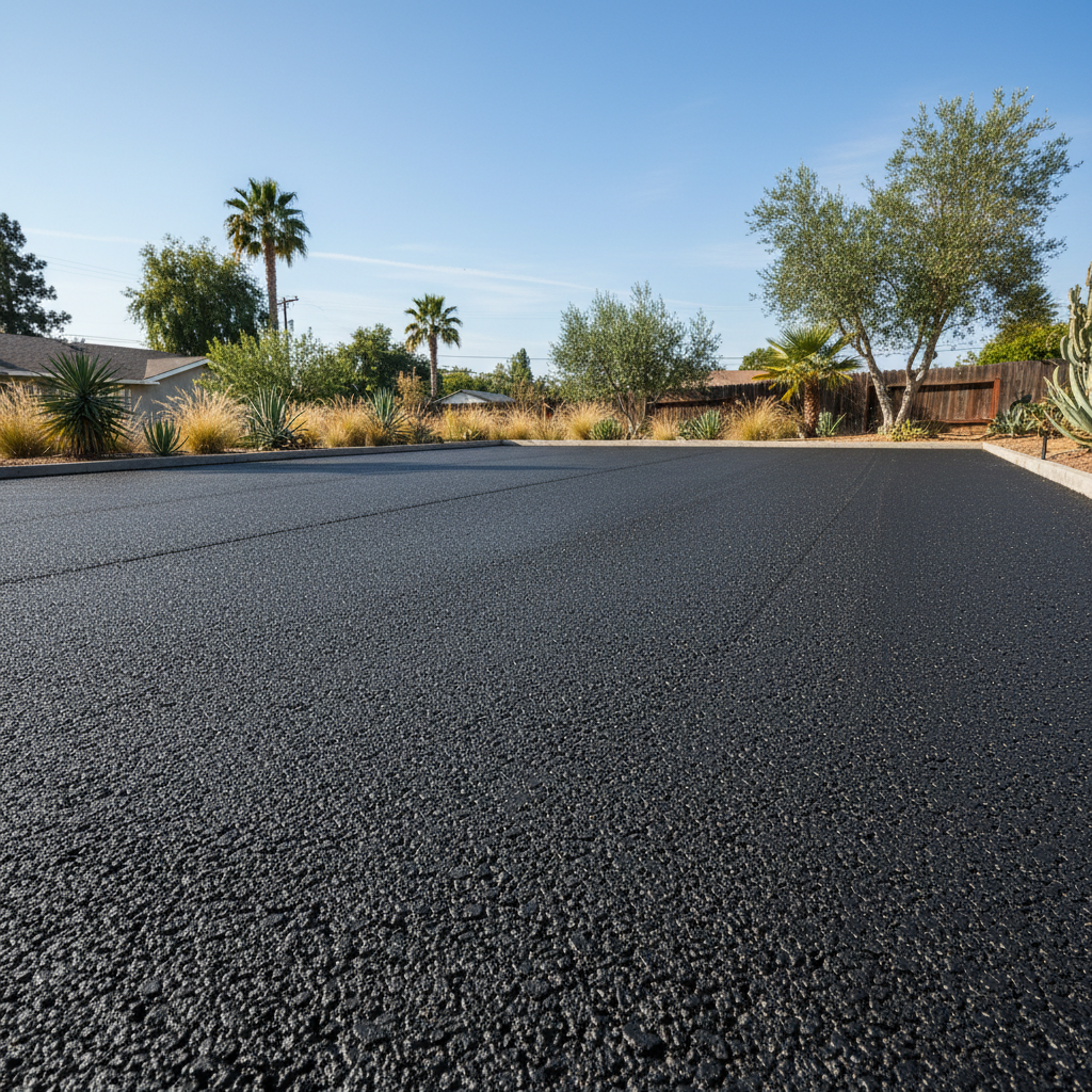 Completed parking lot paving work at a residential property in Van Nuys, CA