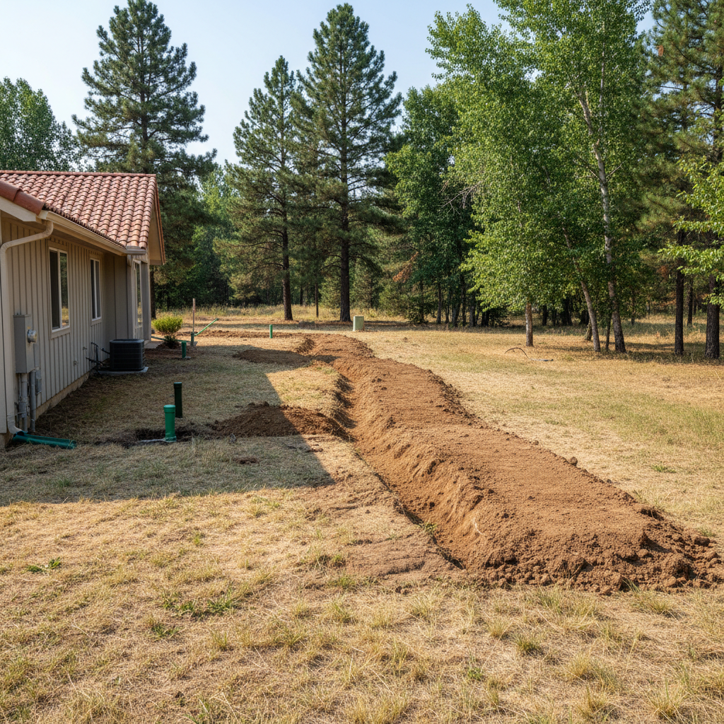 Completed trenching work at a residential property in Flagstaff, AZ