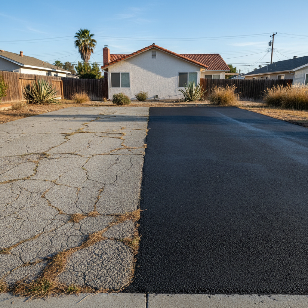 Completed slurry coating work at a residential property in Van Nuys, CA
