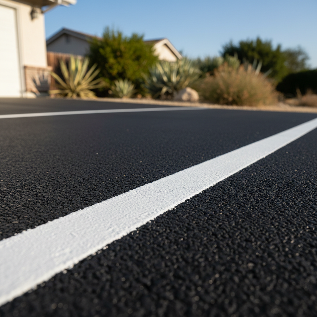 Completed asphalt striping work at a residential property in Van Nuys, CA