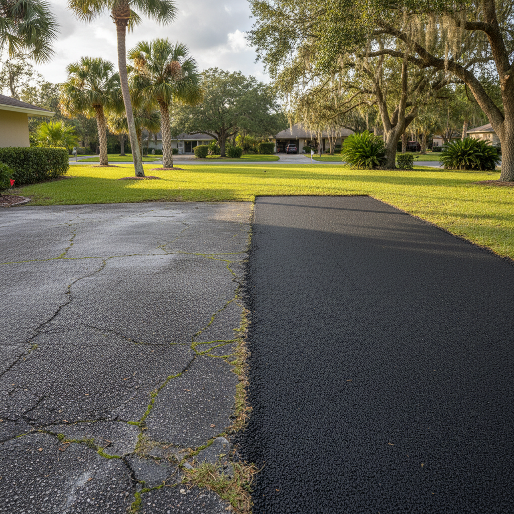 Completed asphalt milling work at a residential property in Orlando, FL