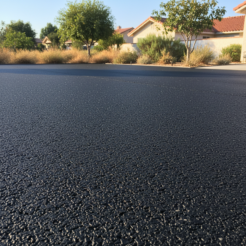 Completed asphalt paving work at a residential property in Van Nuys, CA