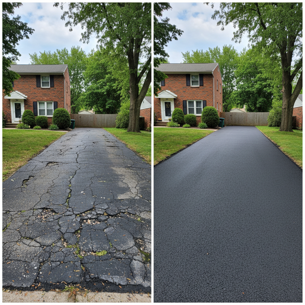 Completed asphalt paving work at a residential property in Bronx, NY