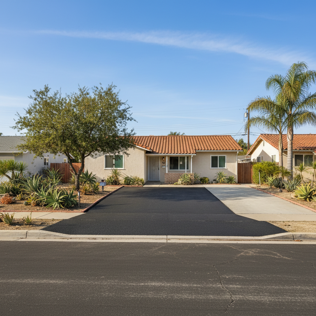 Completed asphalt patching work at a residential property in Van Nuys, CA