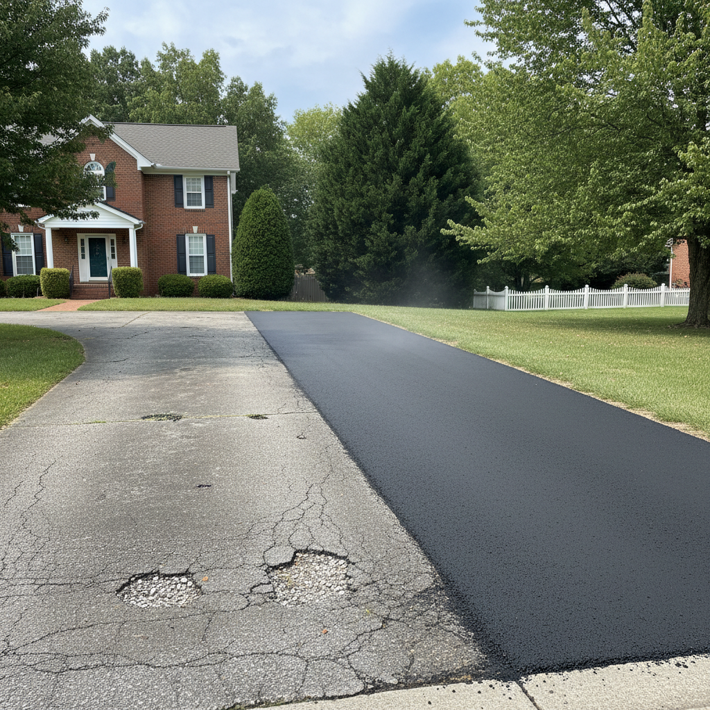 Completed driveway paving work at a residential property in Bowling Green, KY