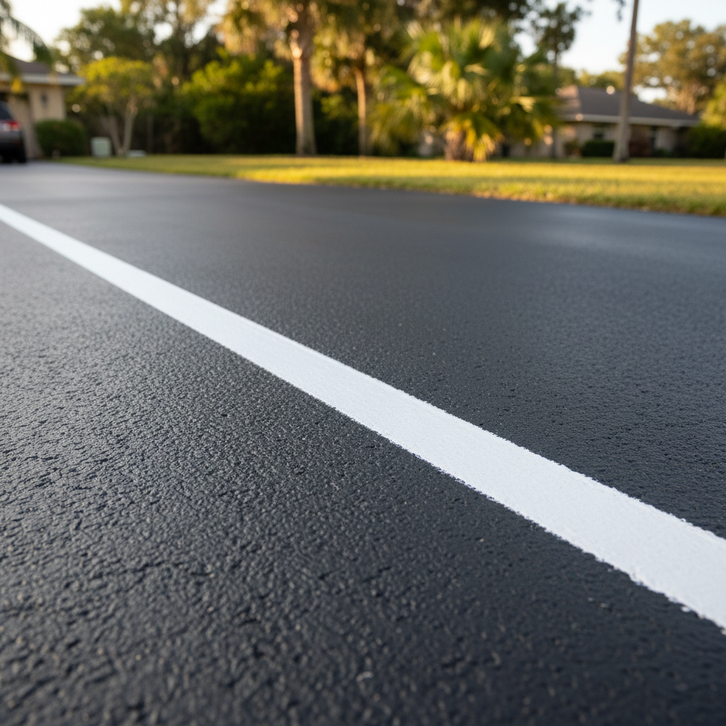 Completed asphalt striping work at a residential property in Orlando, FL