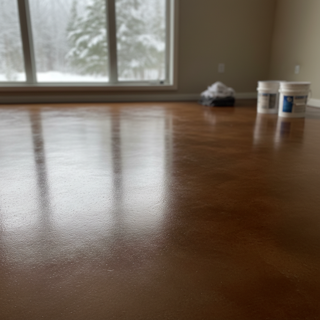 Completed concrete staining work at a residential property in Cloquet, MN