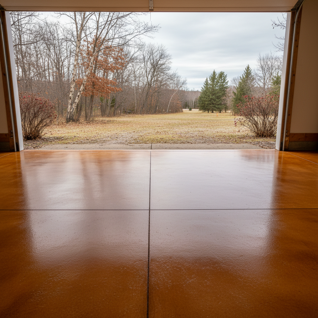Completed concrete staining work at a residential property in Superior, WI