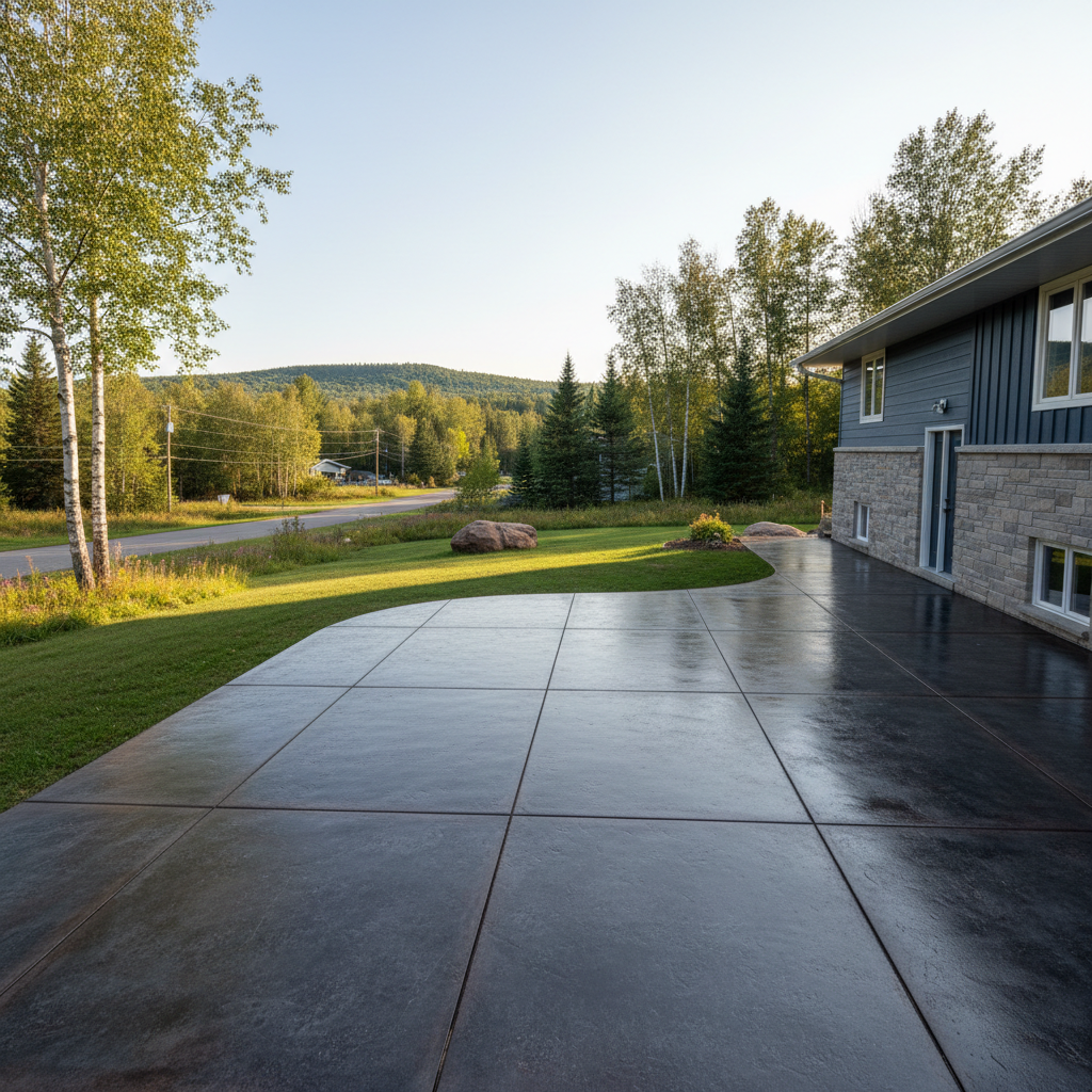 Completed concrete staining work at a residential property in Hermantown, MN