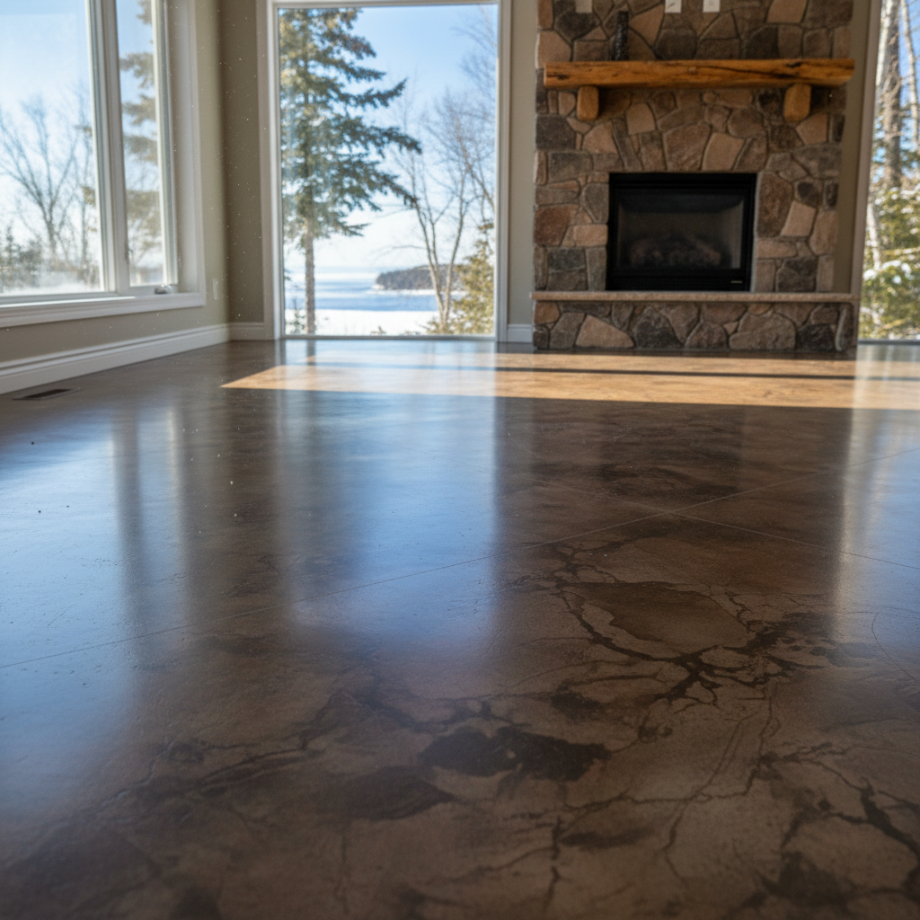 Completed concrete staining work at a residential property in Duluth, MN