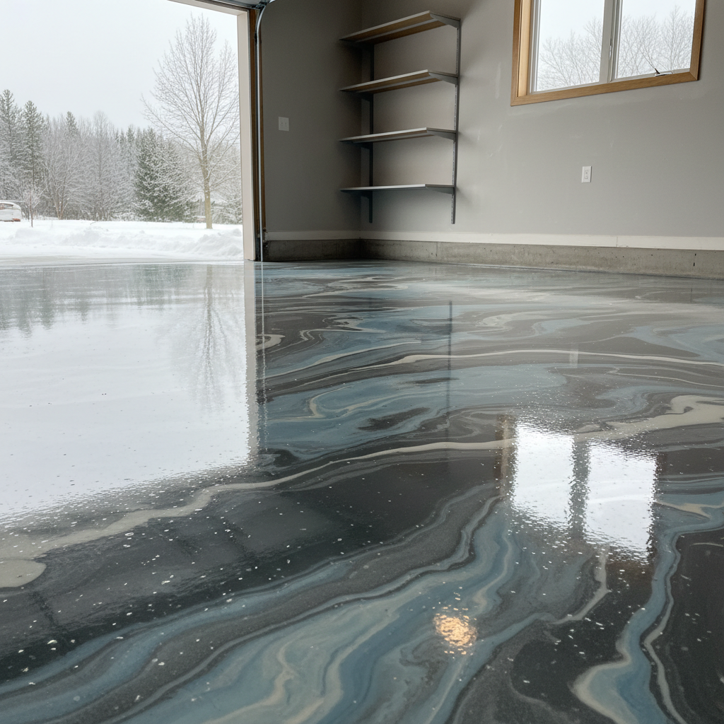 Completed epoxy floor coatings work at a residential property in Superior, WI