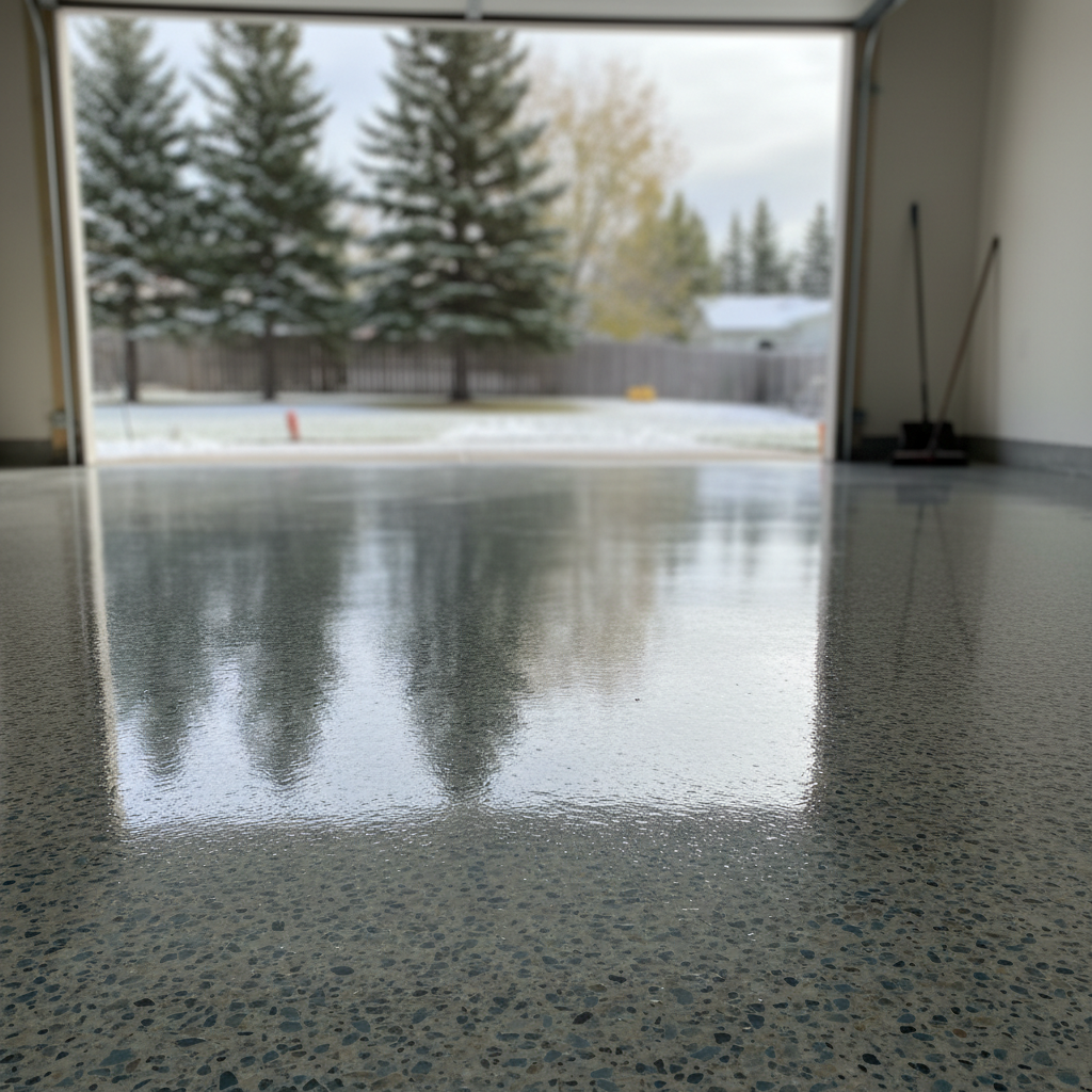Completed epoxy floor coatings work at a residential property in Hermantown, MN