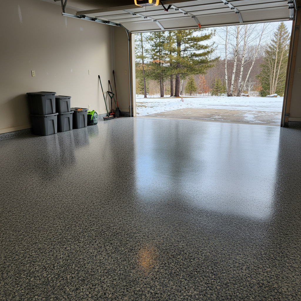 Completed epoxy floor coatings work at a residential property in Duluth, MN