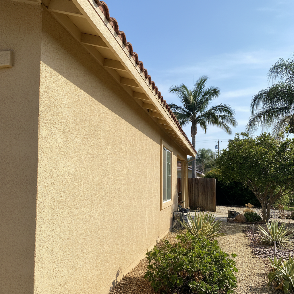 Completed stucco painting work at a residential property in West Covina, CA