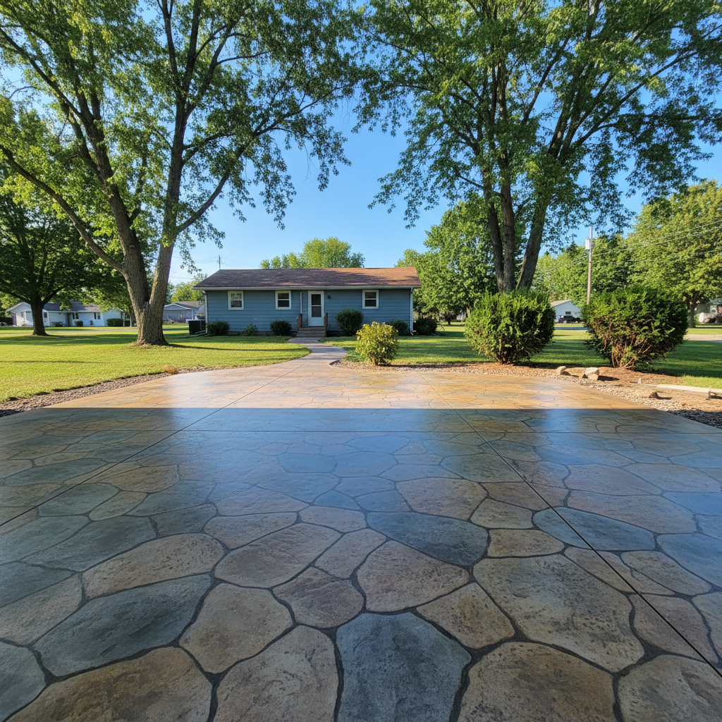 Completed decorative concrete coatings work at a residential property in Superior, WI