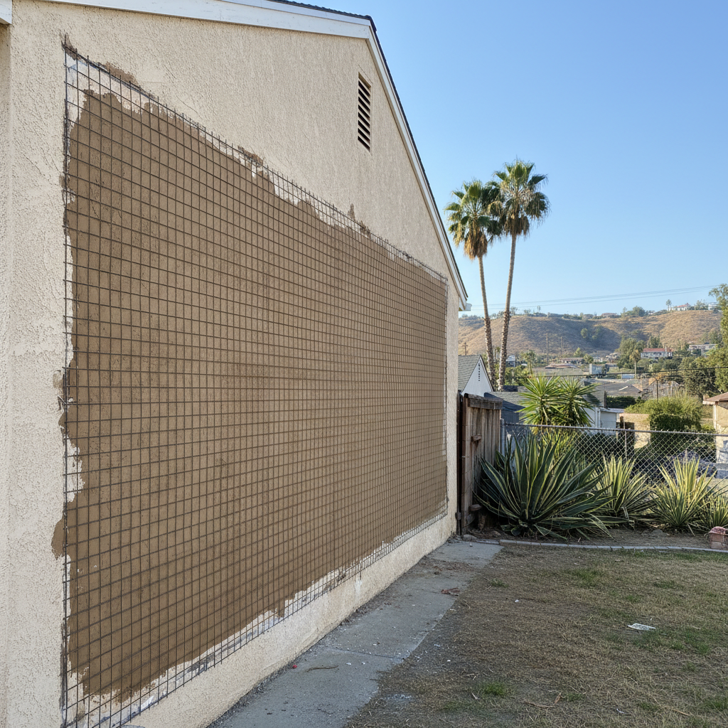 Completed stucco removal work at a residential property in West Covina, CA