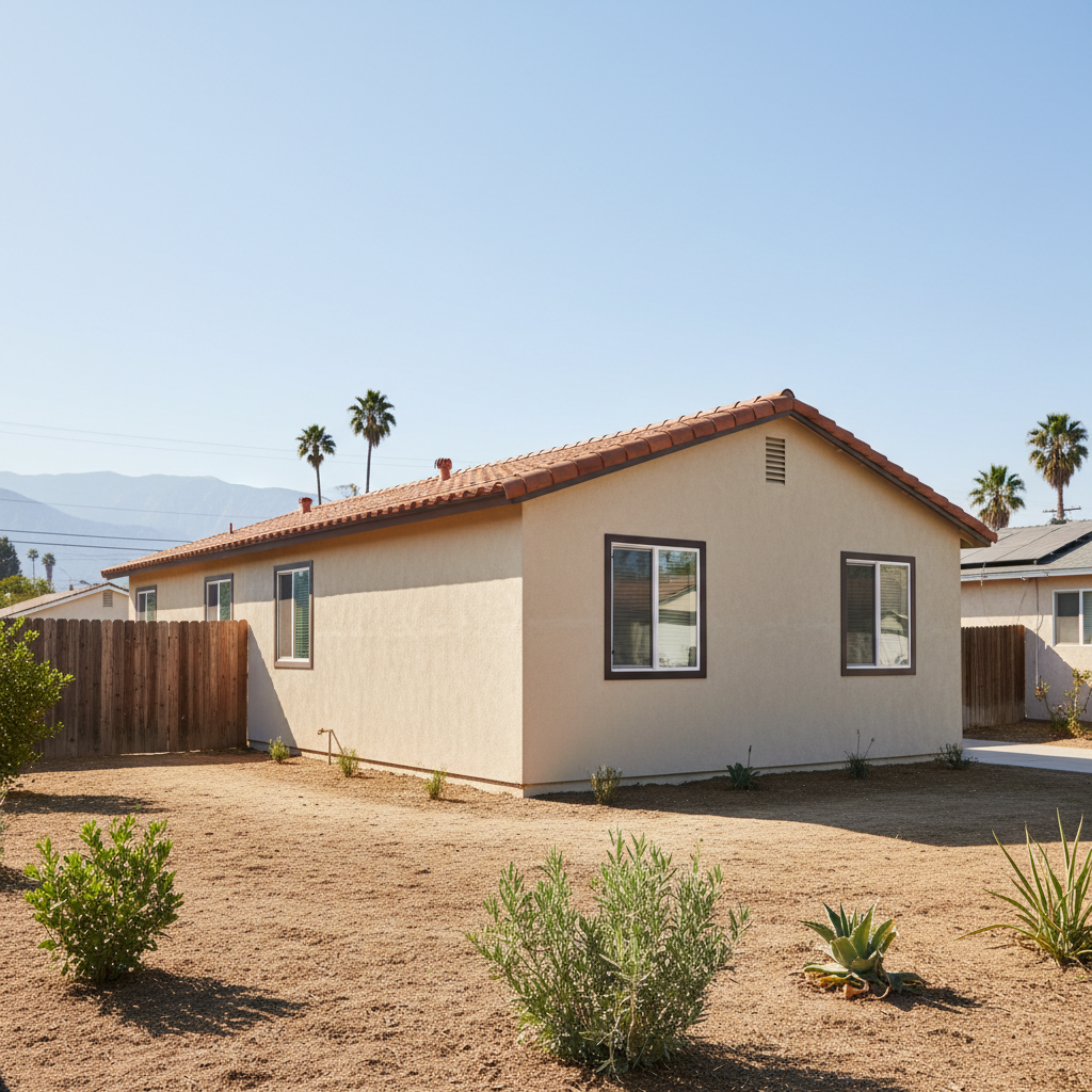 Completed residential stucco work at a residential property in Pomona, CA
