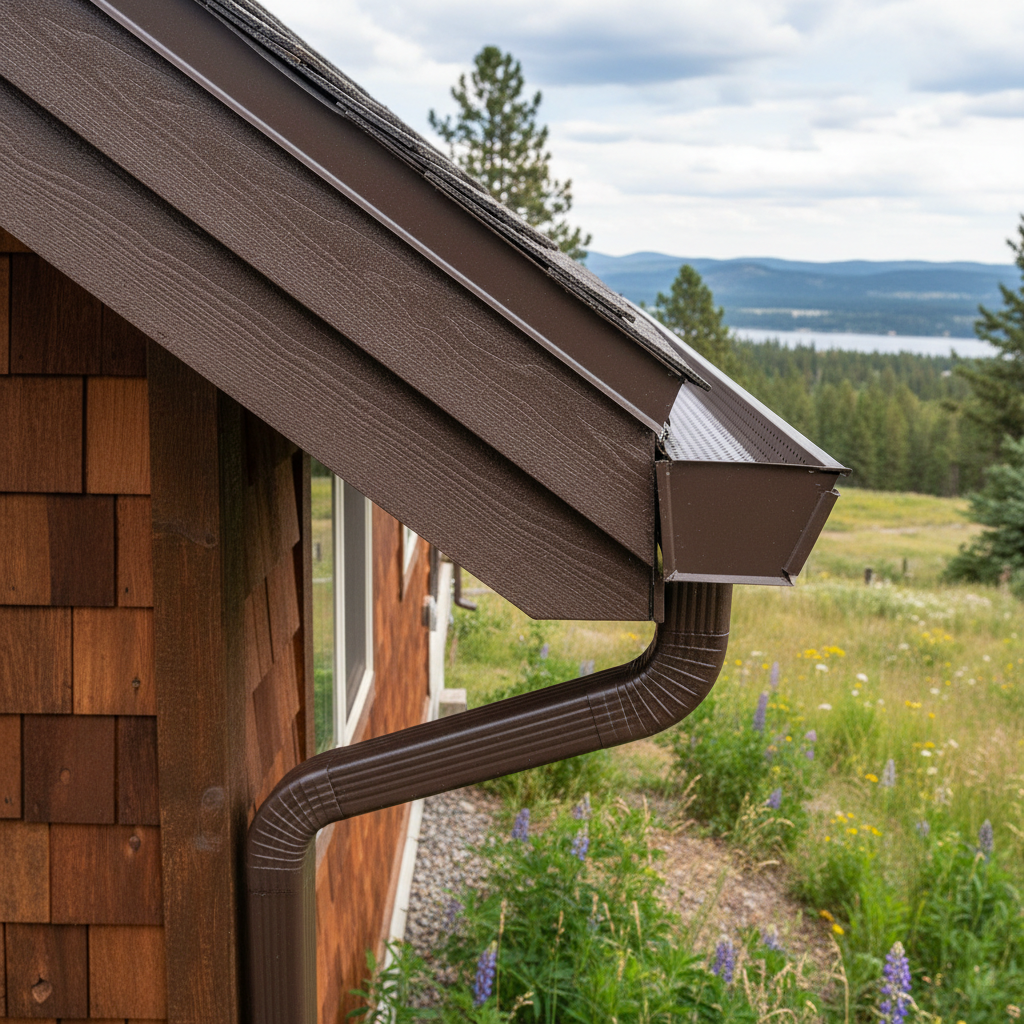 Completed gutter maintenance plans work at a residential property in Polson, MT