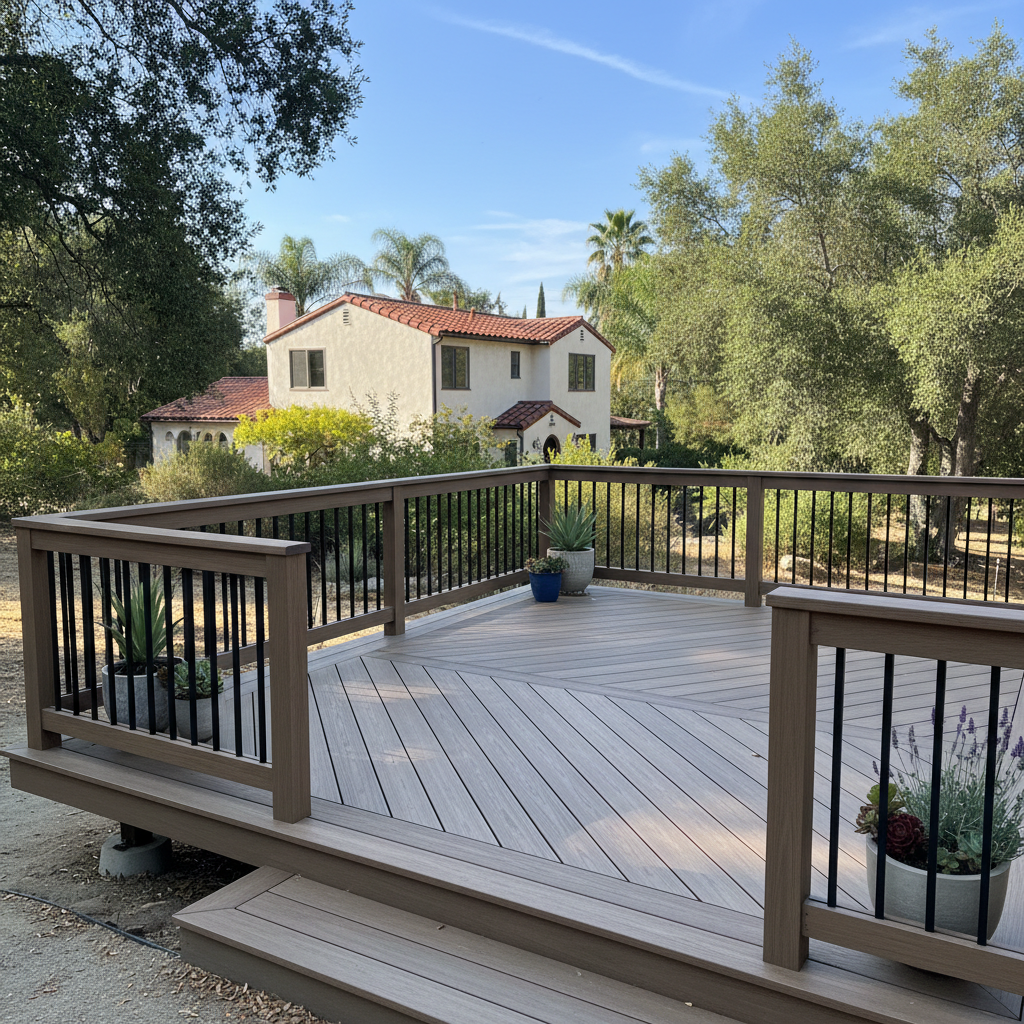 Completed composite decks work at a residential property in Pasadena, CA