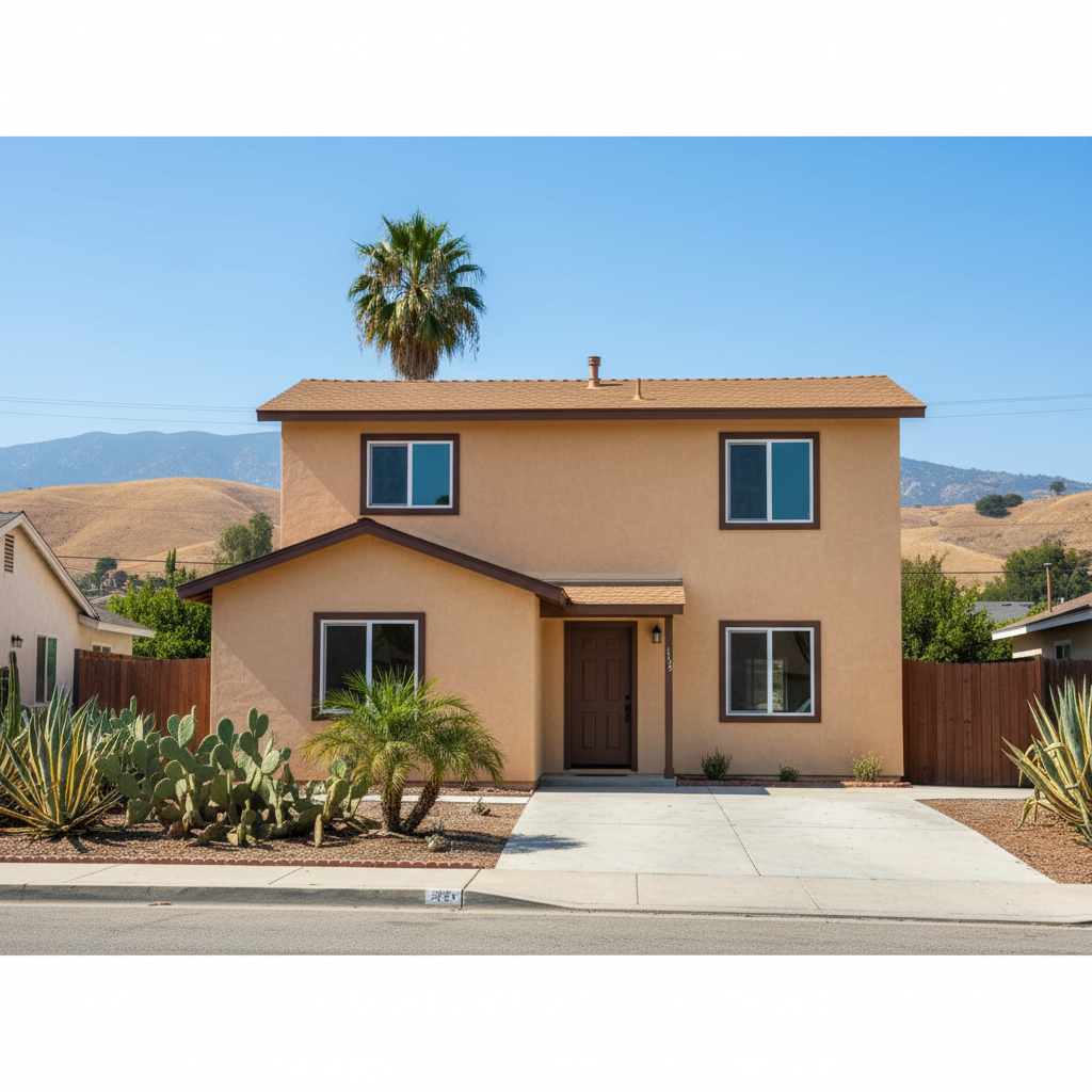 Completed stucco painting work at a residential property in Pomona, CA