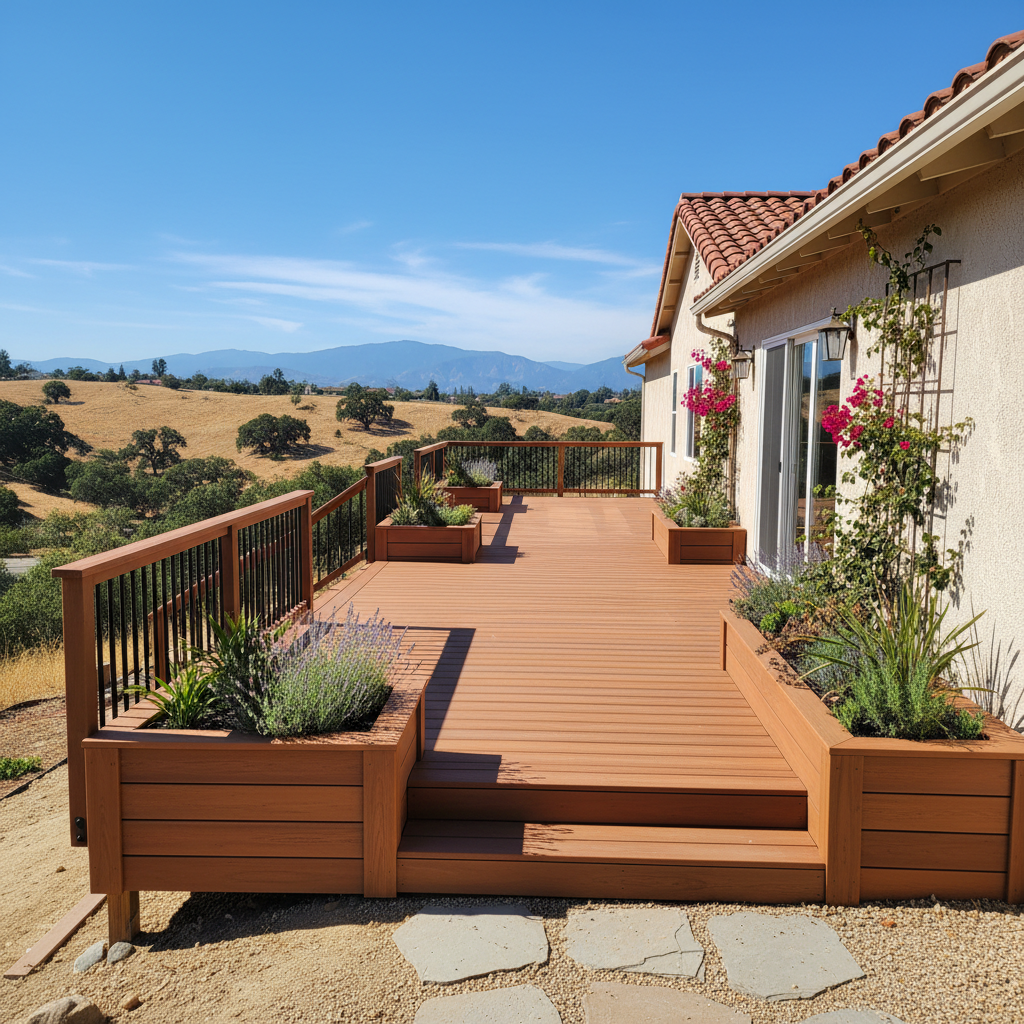 Completed composite decks work at a residential property in Pasadena, CA