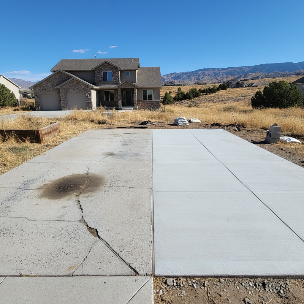 Completed concrete foundations work at a residential property in Draper, UT