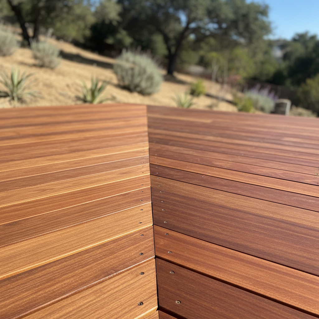 Completed wooden decks work at a residential property in Pasadena, CA