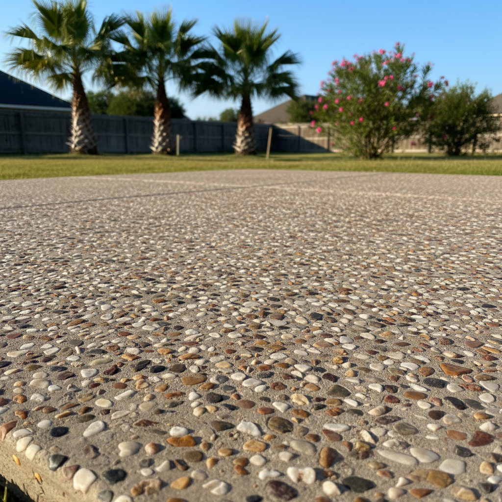 Completed concrete patios work at a residential property in Corpus Christi, TX