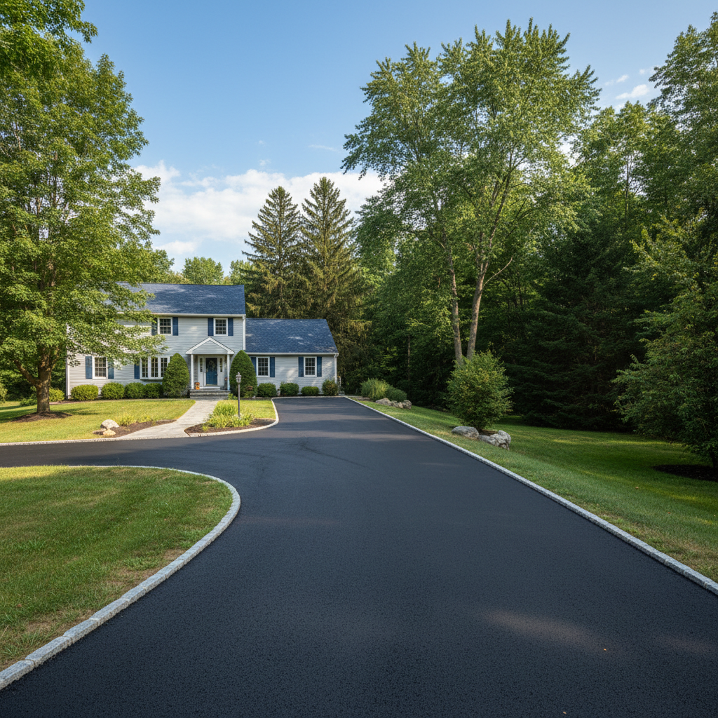 Completed asphalt paving work at a residential property in Morrisonville, NY