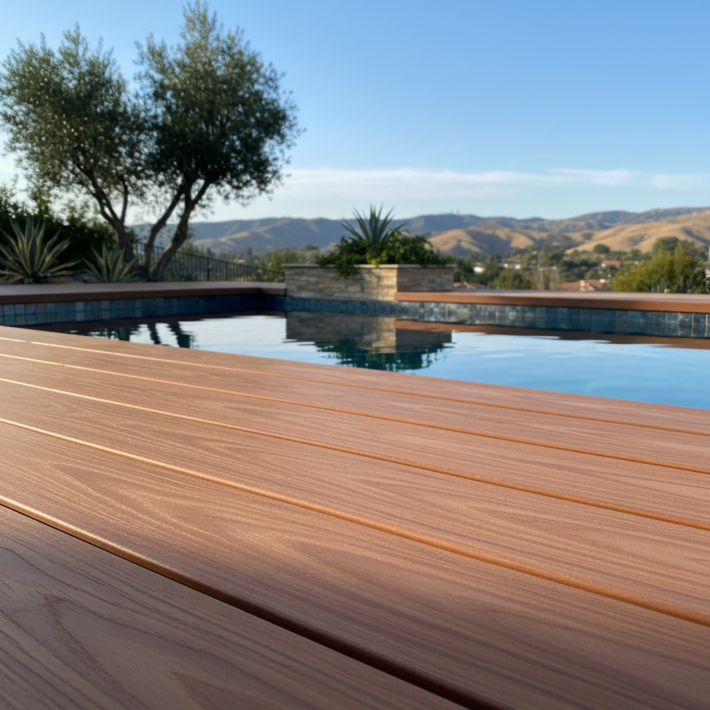 Completed pool decks work at a residential property in Pasadena, CA