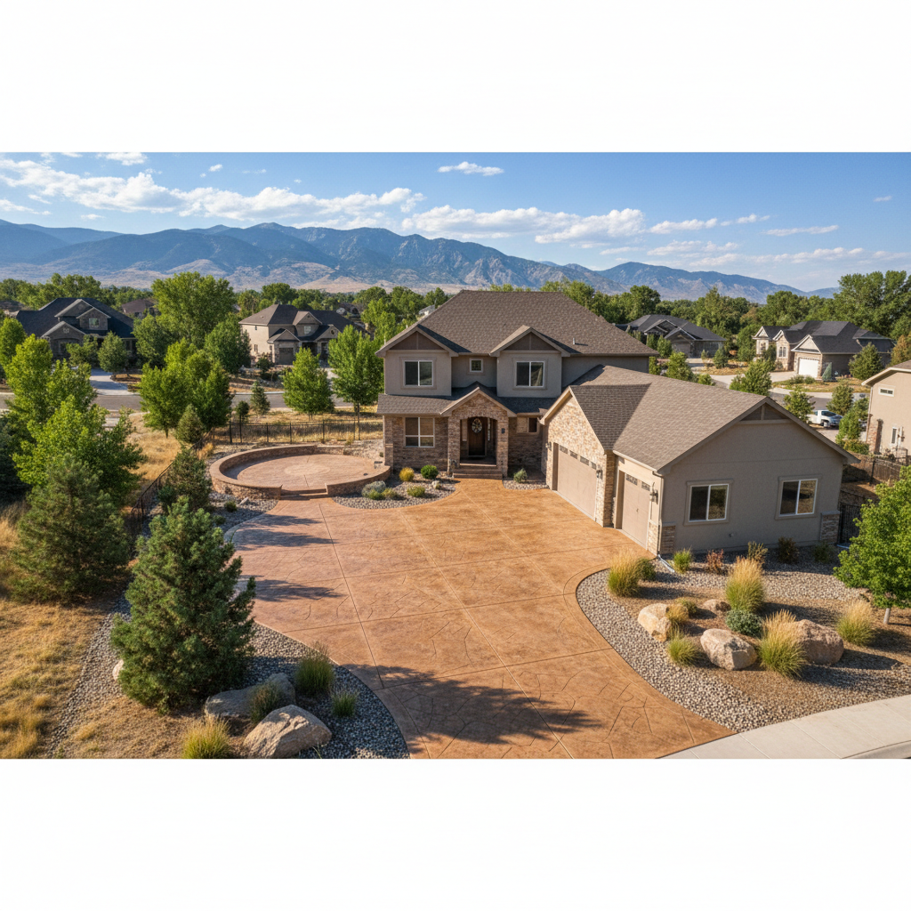 Completed decorative concrete work at a residential property in Draper, UT