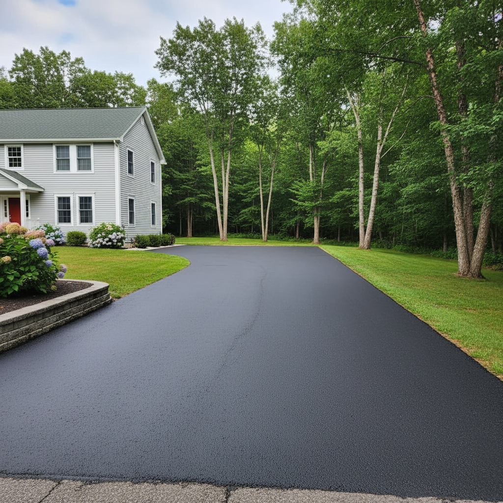 Completed slurry coating work at a residential property in Morrisonville, NY