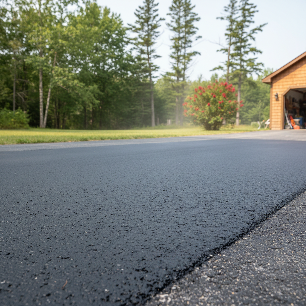 Completed asphalt repair work at a residential property in Morrisonville, NY