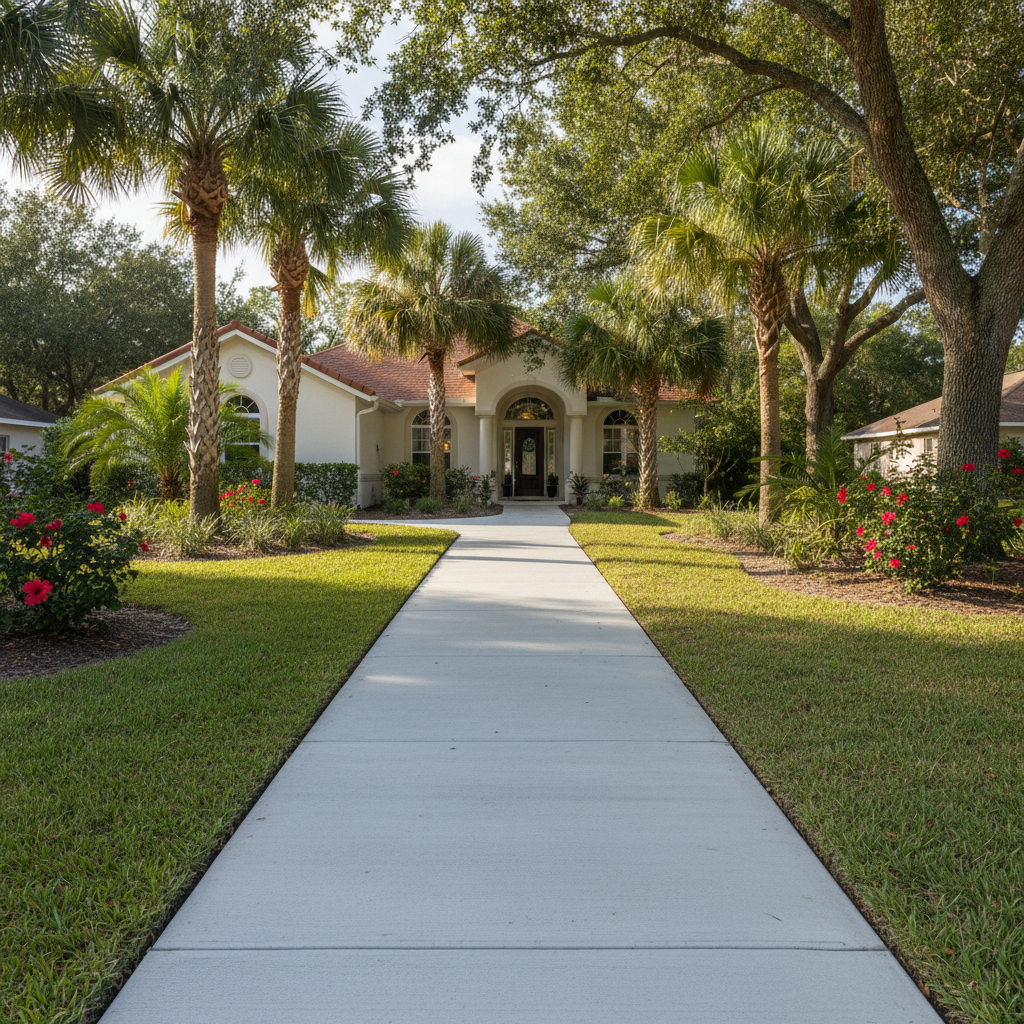 Completed concrete sidewalks work at a residential property in Corpus Christi, TX