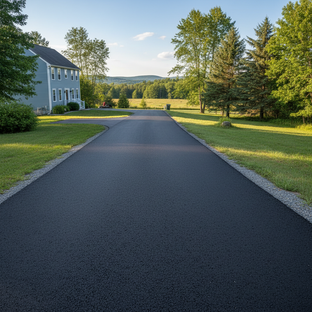Completed driveway paving work at a residential property in Morrisonville, NY