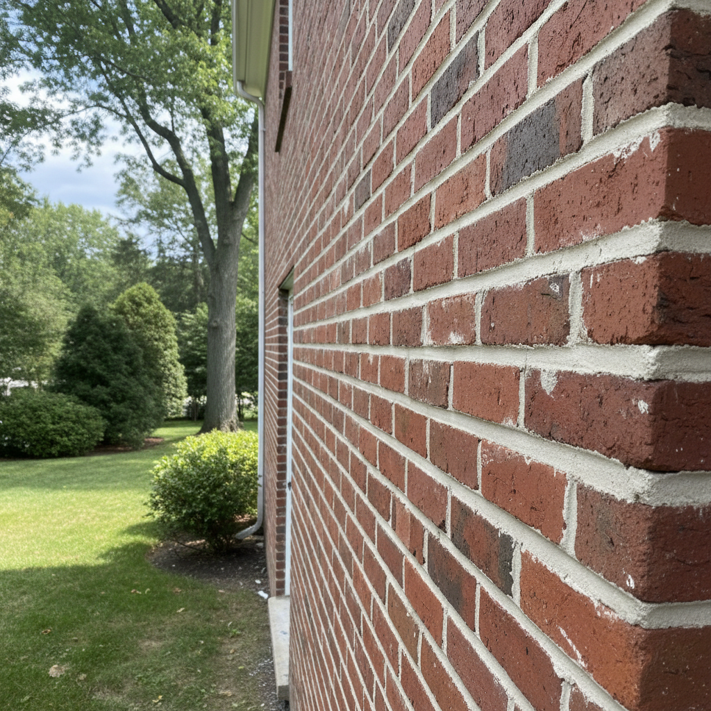 Completed tuckpointing work at a residential property in Brookline, MA