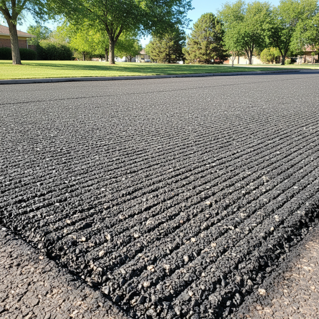 Completed asphalt milling work at a residential property in Las Cruces, NM