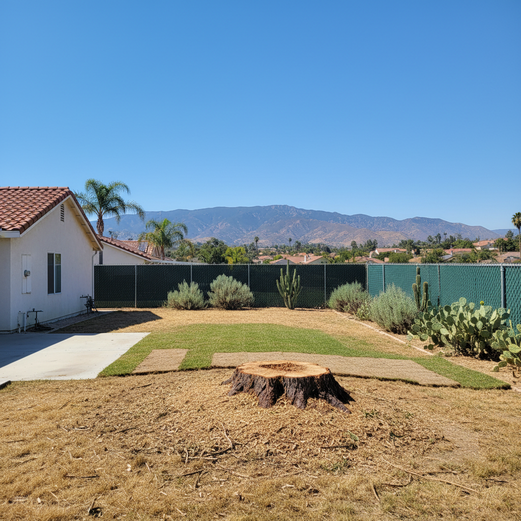 Completed emergency tree removal work at a residential property in Corona, CA