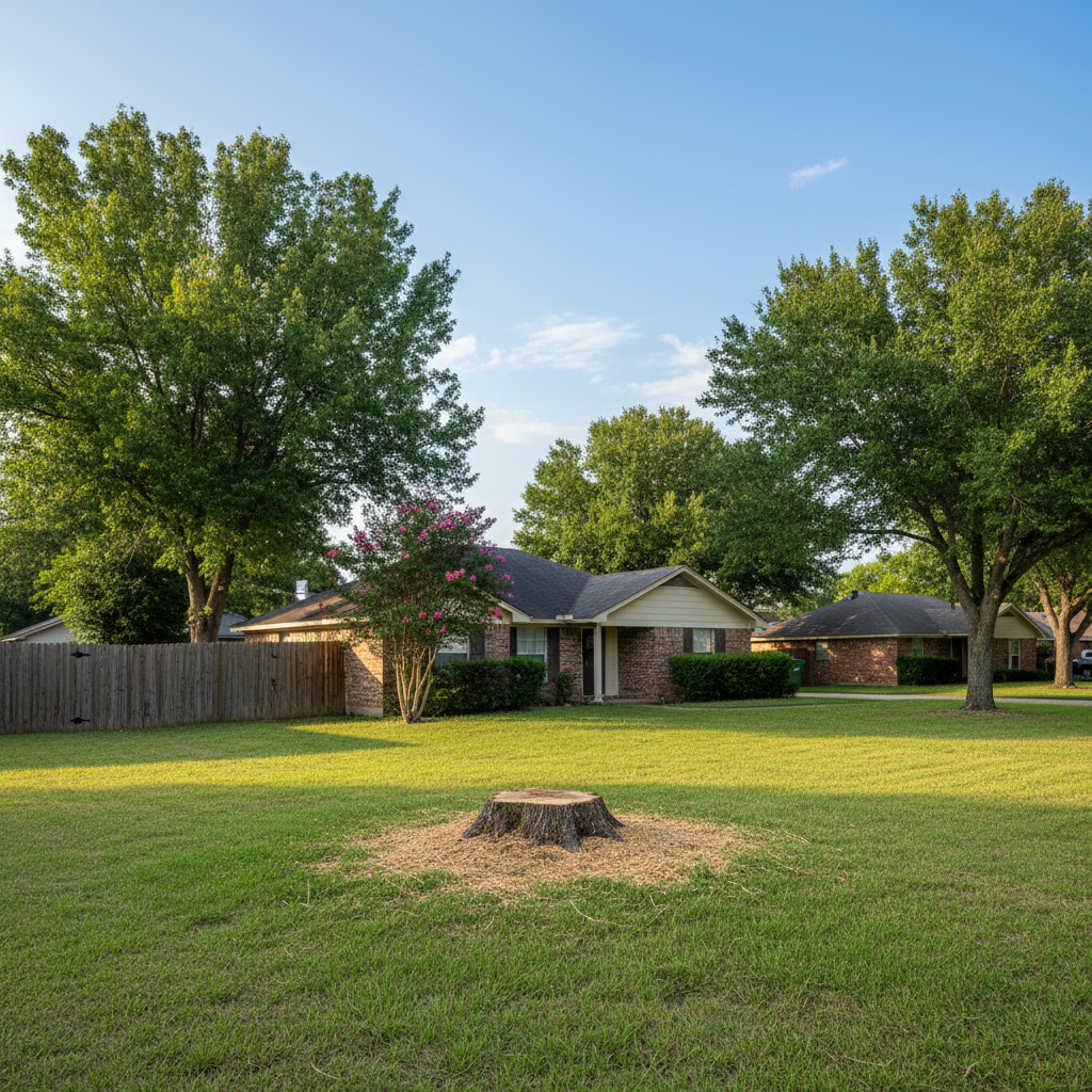 Completed tree removal work at a residential property in Lake Jackson, TX