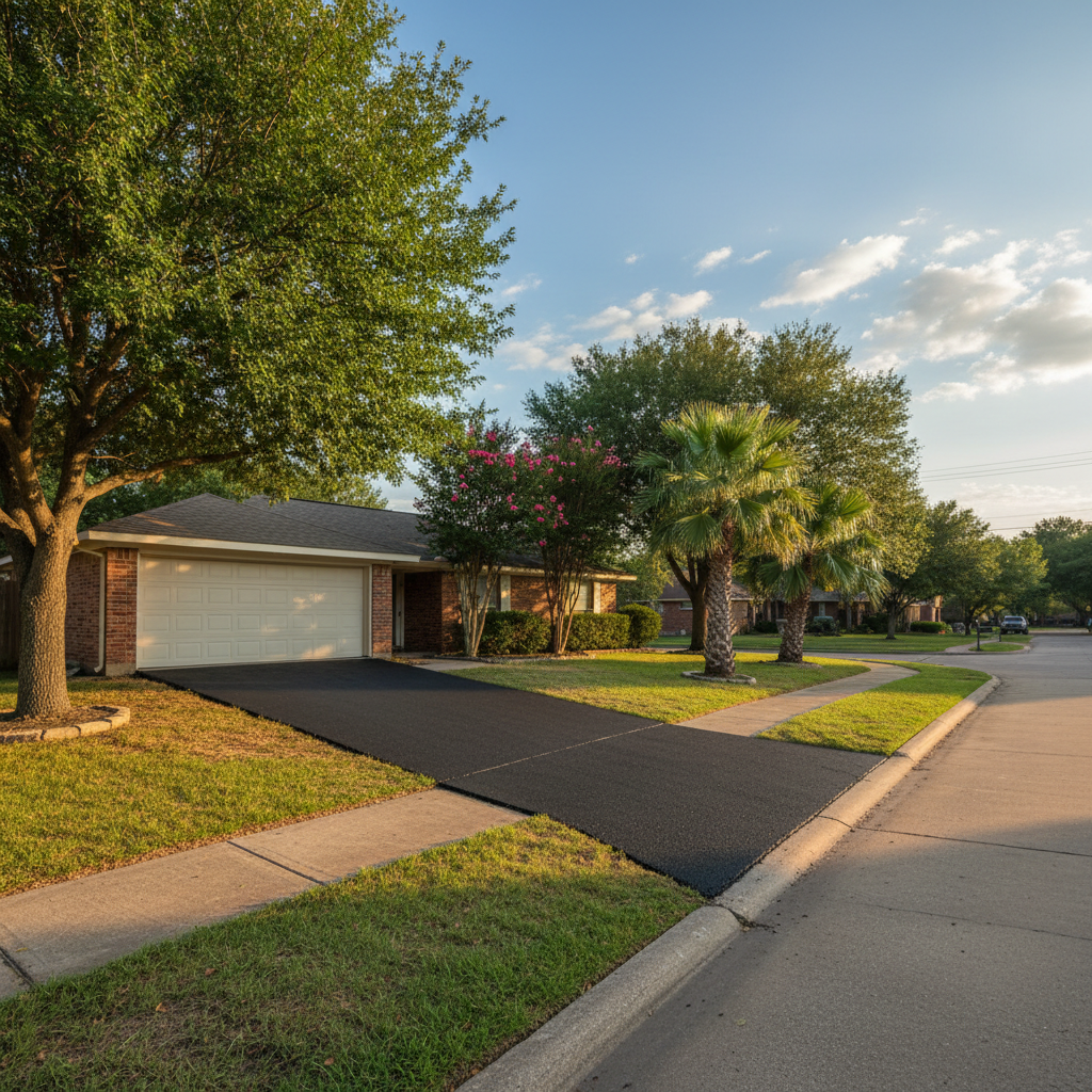 Completed residential asphalt work at a residential property in Houston, TX