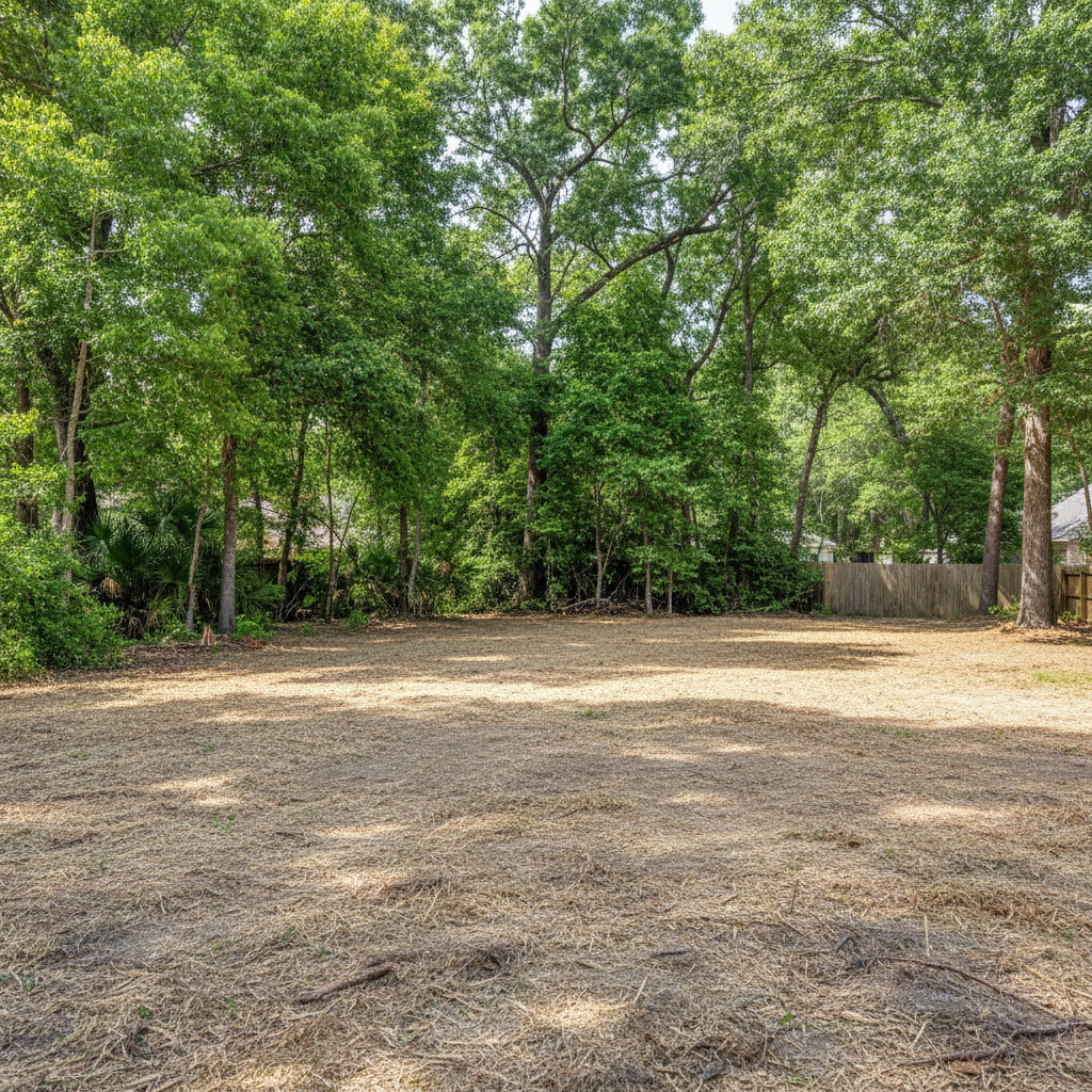 Completed land clearing work at a residential property in Lake Jackson, TX