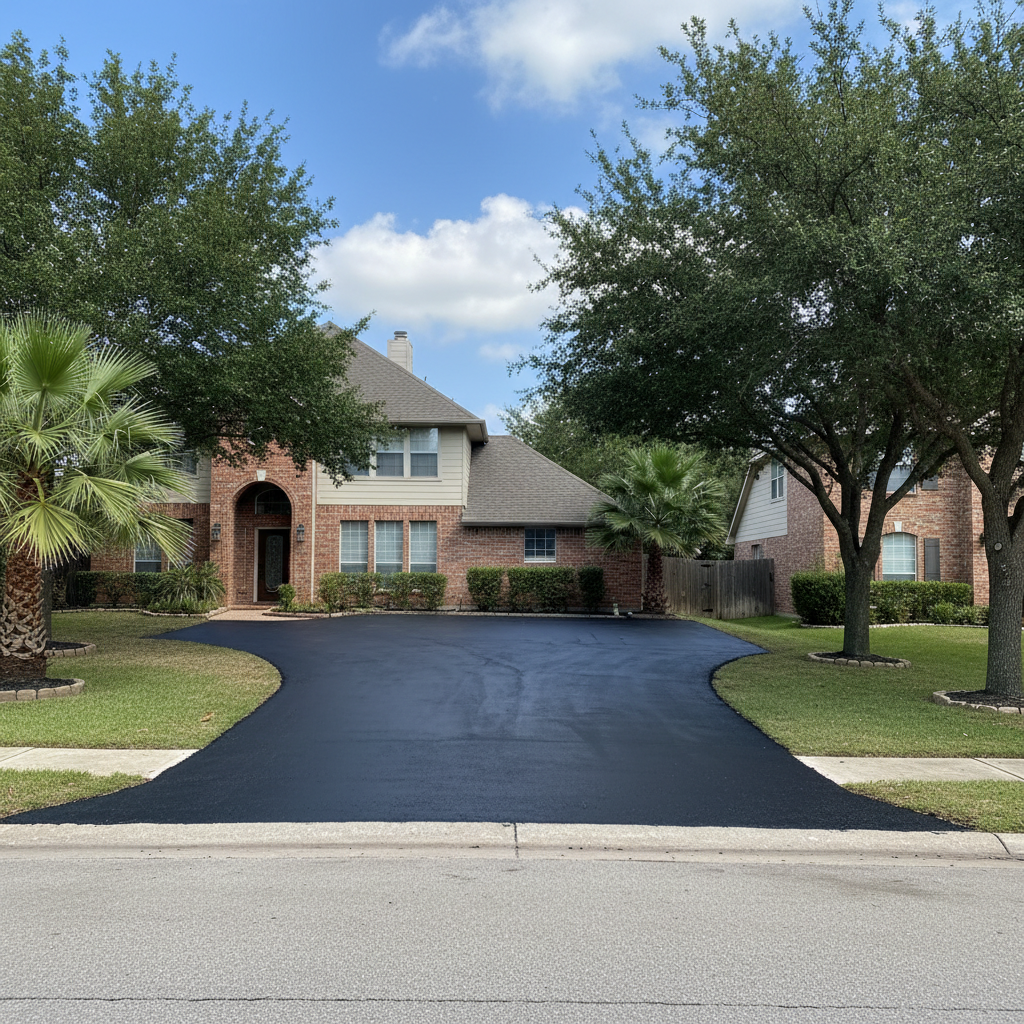 Completed commercial asphalt work at a residential property in Houston, TX