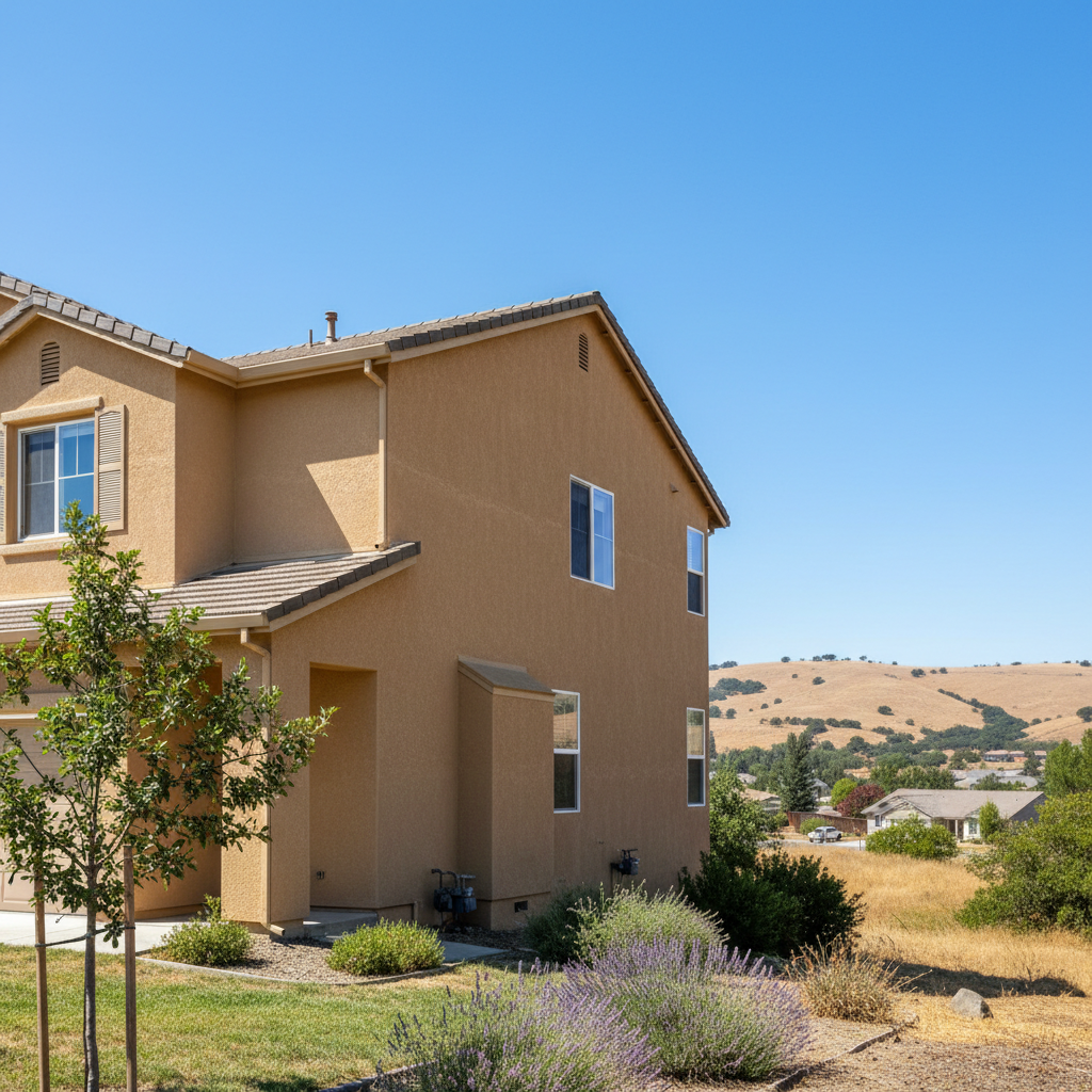 Completed stucco replacement work at a residential property in Elk Grove, CA